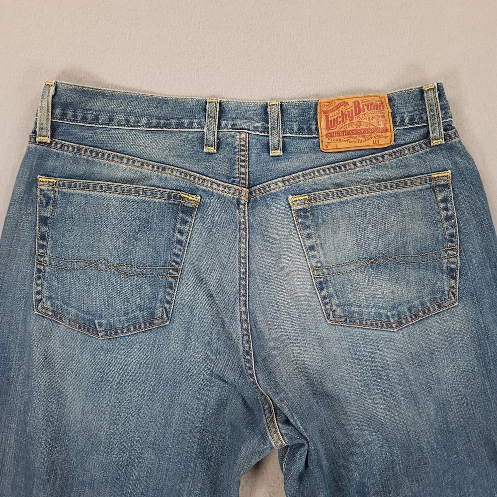 Lucky Brand Jeans Mens 34x34 Bootleg Y2K 100% Cotton Denim Bootcut - Picture 10 of 16